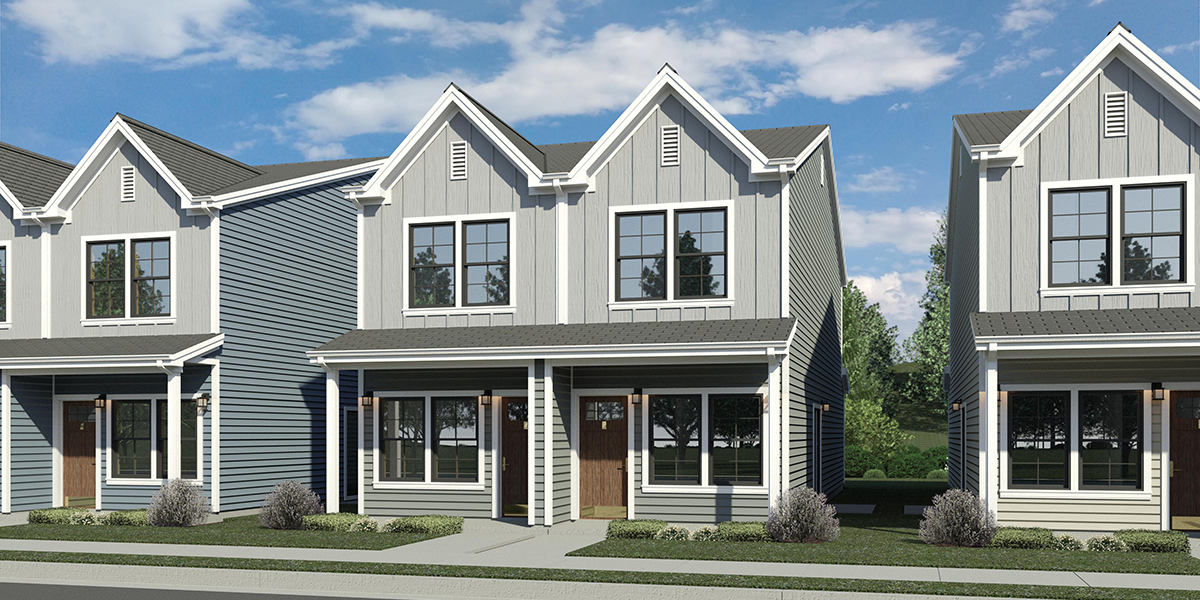 Narrow duplex 3 bedroom 3 bathroom town house plan D-765