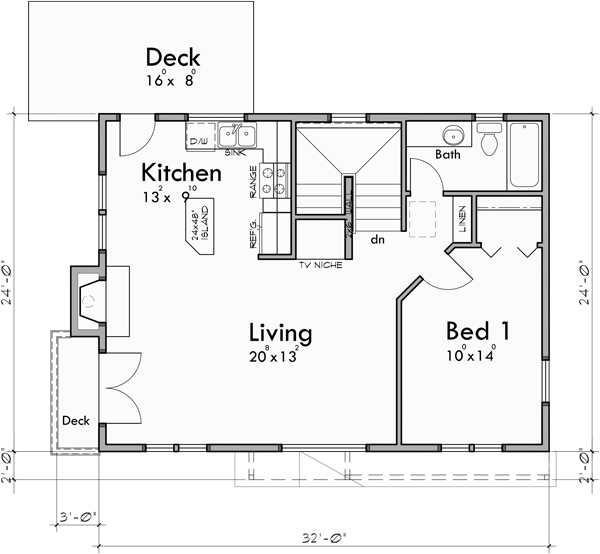 Main Floor Plan for 9903 Small Beach cabin home plan