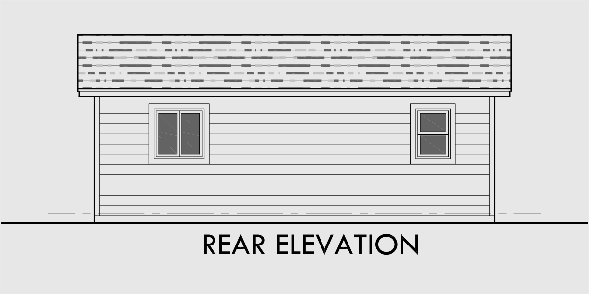 House front drawing elevation view for 10178 Small house plans, studio house plans, one bedroom house plans, 10178b