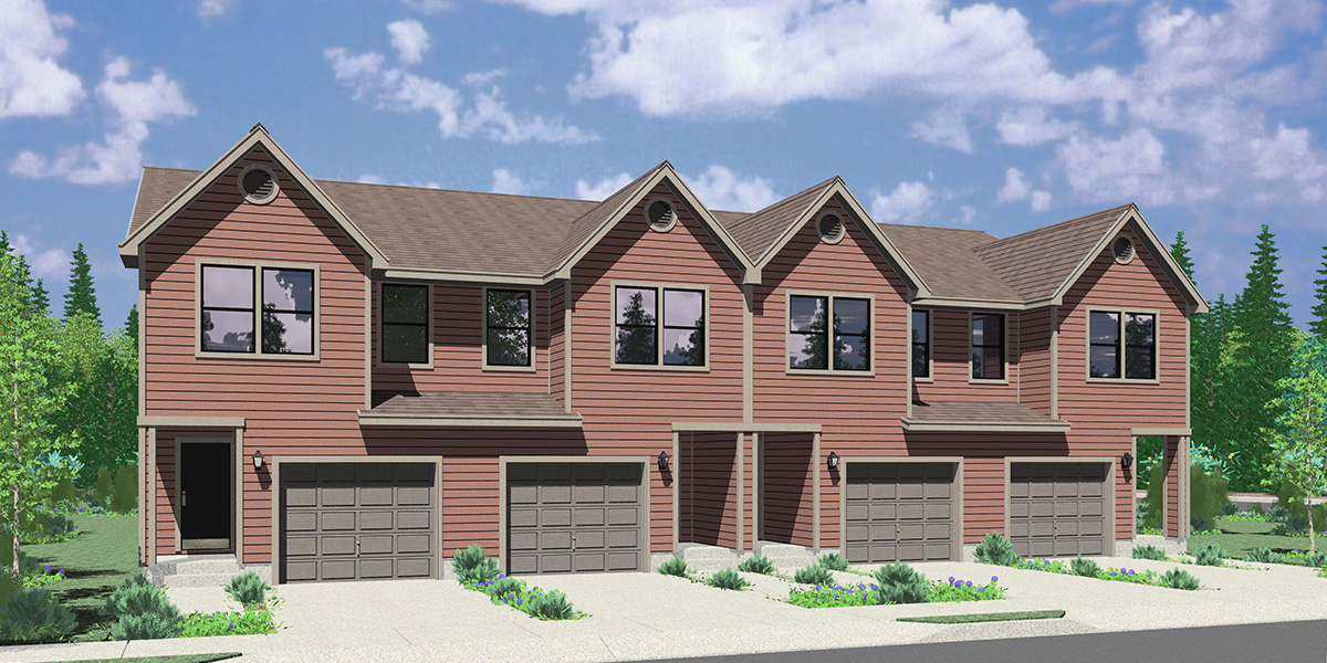 F-629 Discover the perfect blend of form and function with our narrow townhouse 4 unit plans. Architectural innovation awaits. Join us in building the future of housing!