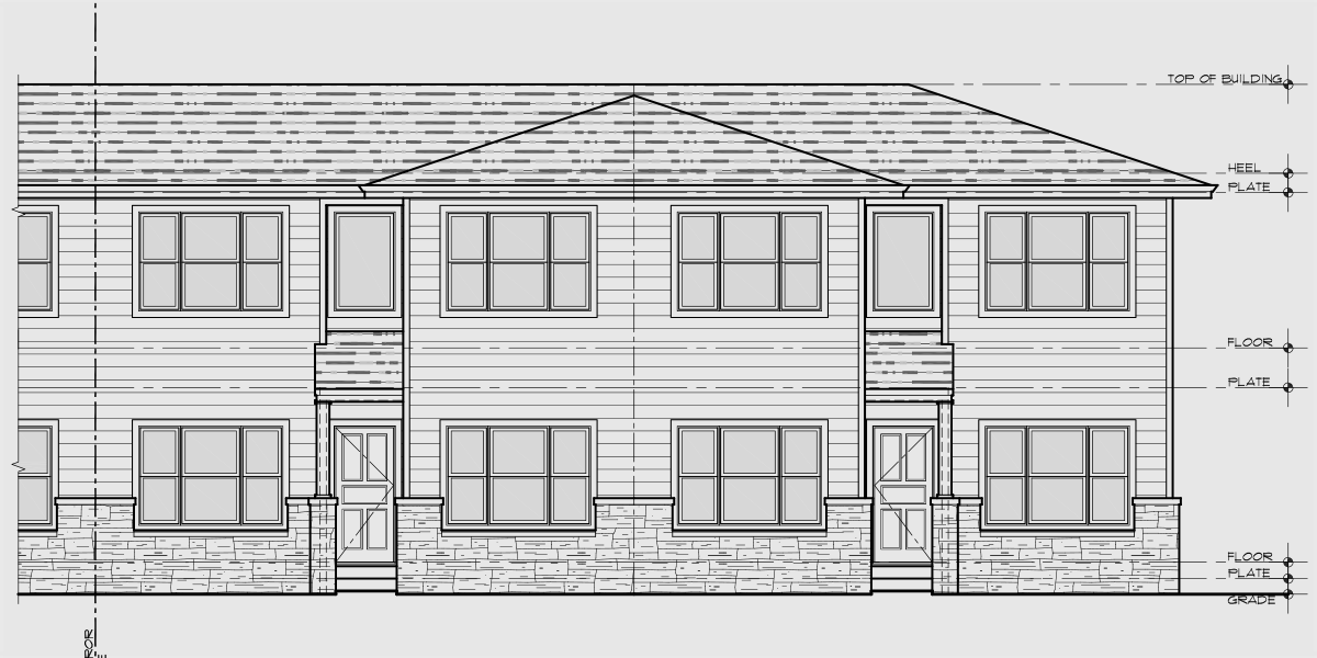 House side elevation view for F-636 5 bedroom 5 and one half bathroom student living F-636