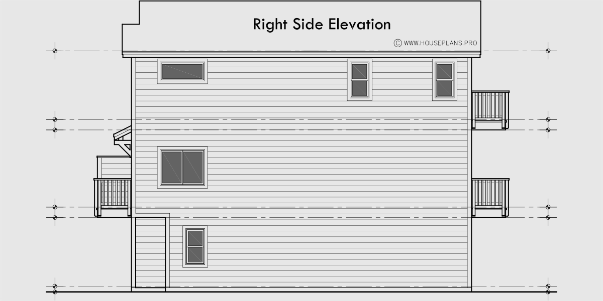 House rear elevation view for D-729 Luxury duplex house plan with bonus studio