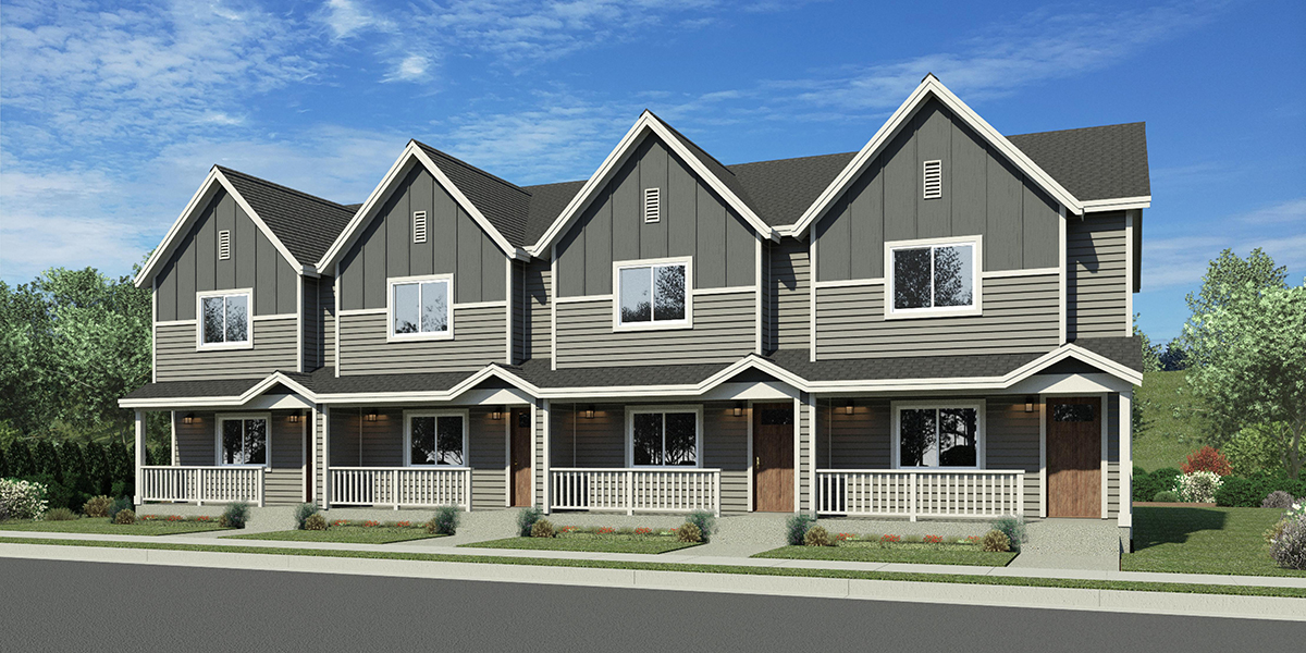 F-671 Quad plex town house plan F-671