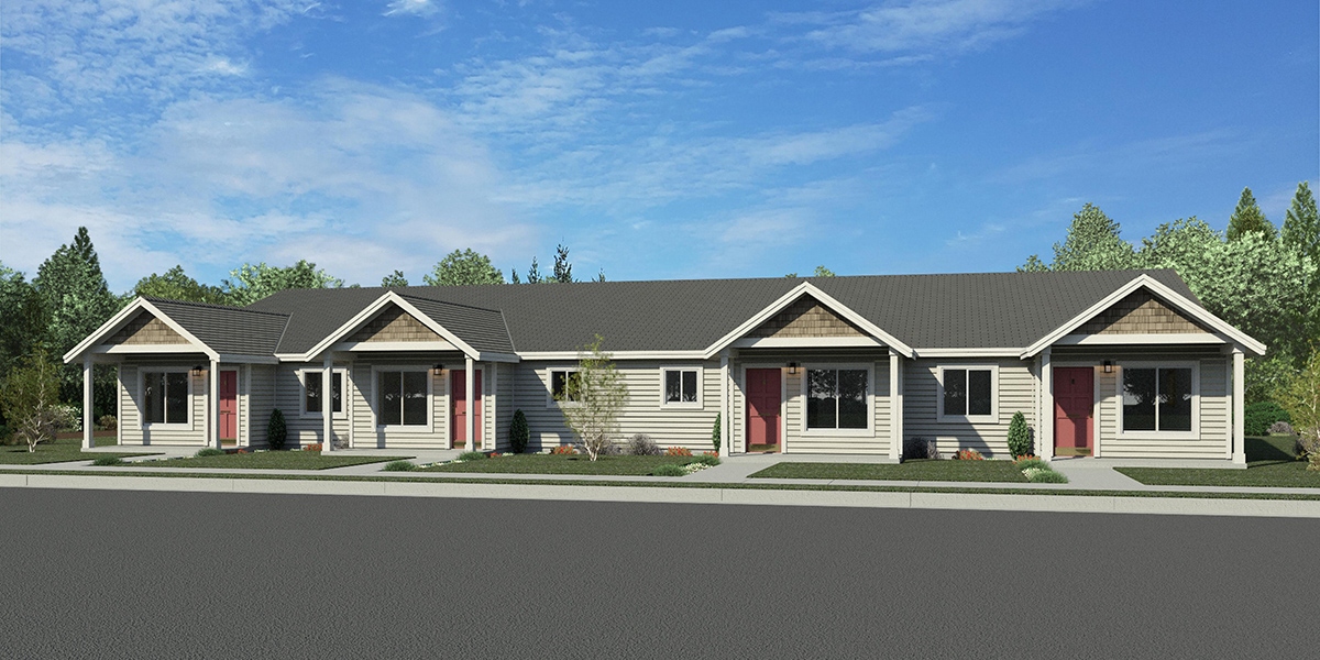 F-669 One level town house plan F-669