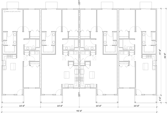 Main Floor Plan 2 for F-669 One level town house plan F-669