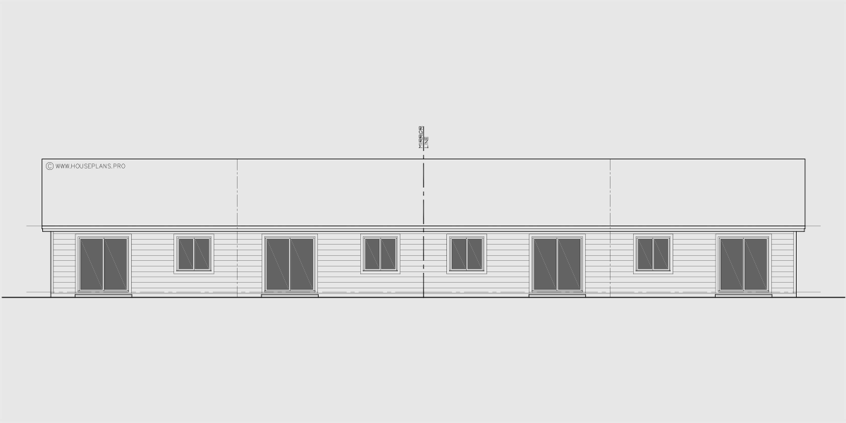 House side elevation view for F-669 One level town house plan F-669