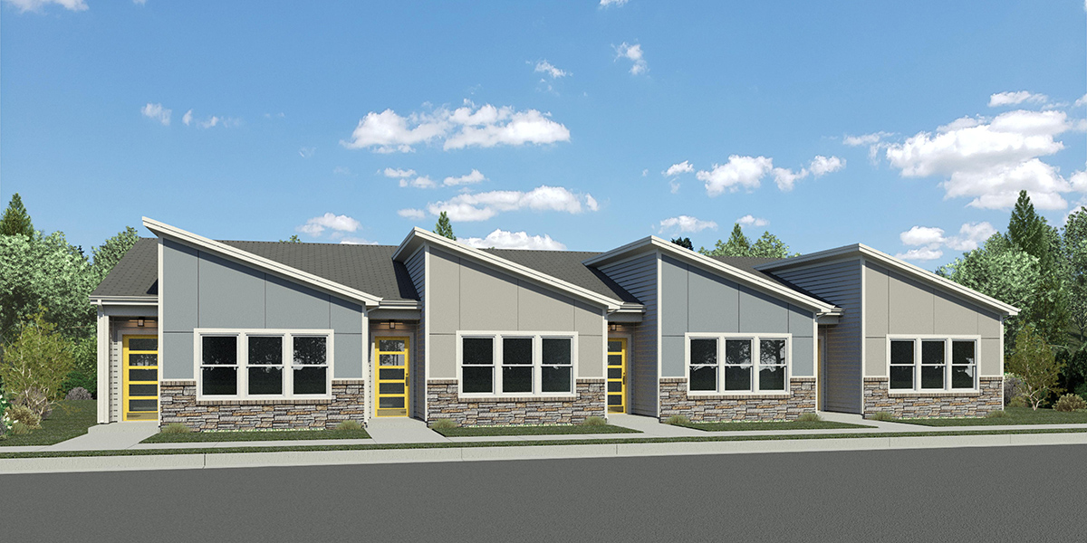 F-698 One level senior town house plan two bedroom two bath