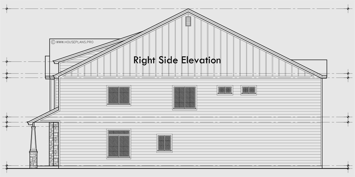 House rear elevation view for D-787 Luxury town house plan 3 bedroom 3.5 bathroom 